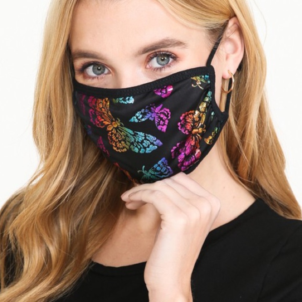 2-Layer Black Holographic Butterfly USA Face Mask - Picture 9 of 9